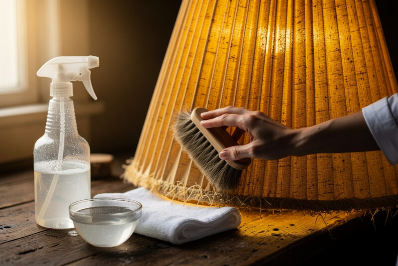 Comment nettoyer un abat-jour en tissu plissé jauni ?