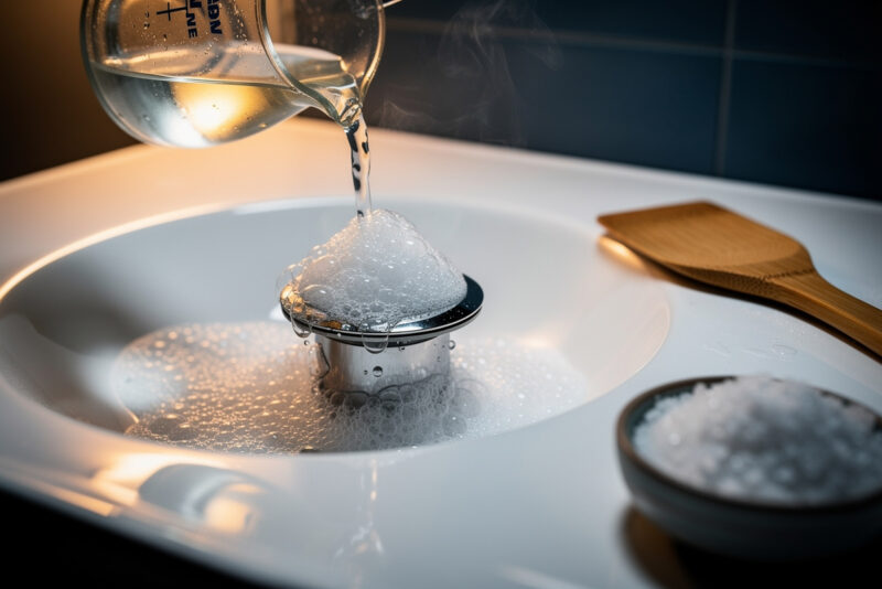 Odeur canalisation salle de bain : dose exacte vinaigre-bicarbonate