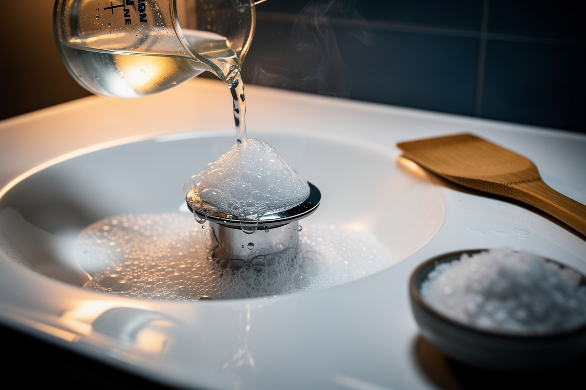 Odeur canalisation salle de bain : dose exacte vinaigre-bicarbonate