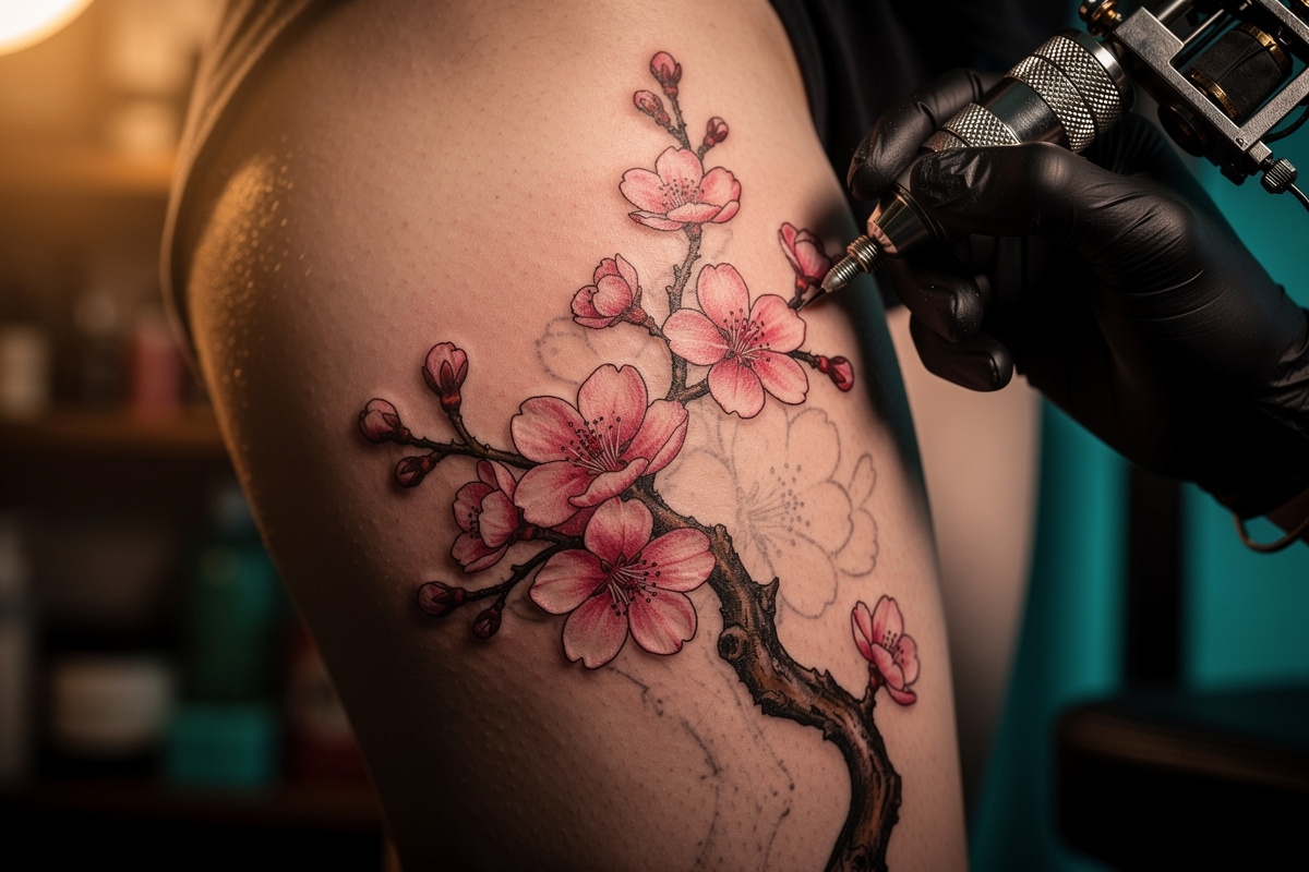 Tatouage fleur de cerisier : bien choisir la zone et le style